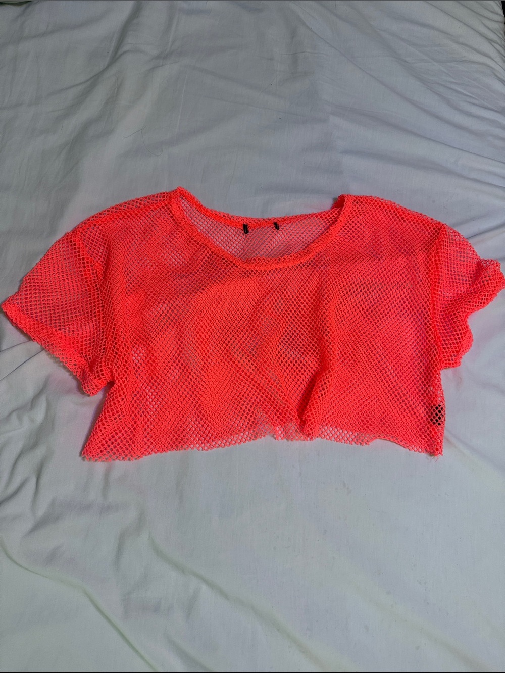 Neon Pink Mesh Crop Top - Women